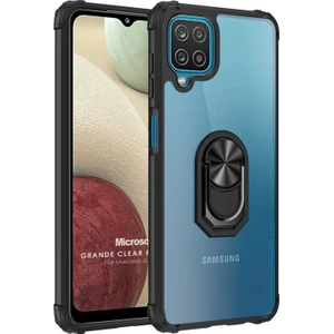 Samsung Galaxy A12 Kılıf Grande Clear Ring Holder Siyah
