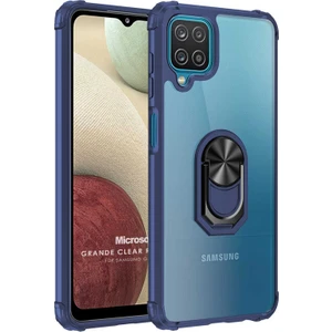Samsung Galaxy A12 Kılıf Grande Clear Ring Holder Lacivert
