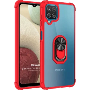 Samsung Galaxy A12 Kılıf Grande Clear Ring Holder Kırmızı