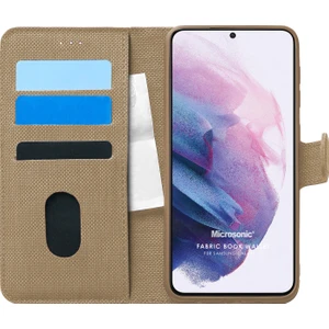 Samsung Galaxy S21 Kılıf Fabric Book Wallet Gold