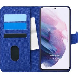Samsung Galaxy S21 Kılıf Fabric Book Wallet Lacivert