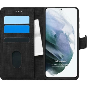 Samsung Galaxy S21 Plus Kılıf Fabric Book Wallet Siyah