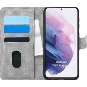Samsung Galaxy S21 Kılıf Fabric Book Wallet Gri