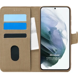 Samsung Galaxy S21 Plus Kılıf Fabric Book Wallet Gold