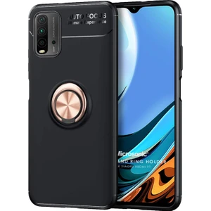 Xiaomi Redmi 9t Kılıf Kickstand Ring Holder Siyah Rose