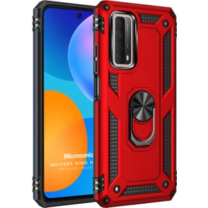 Huawei P Smart 2021 Kılıf Military Ring Holder Kırmızı