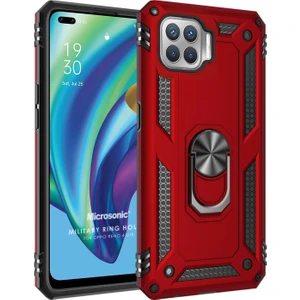 Oppo Reno 4 Lite Kılıf Military Ring Holder Kırmızı