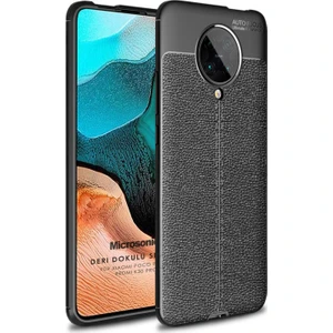 Xiaomi Poco F2 Pro Kılıf Deri Dokulu Silikon Siyah