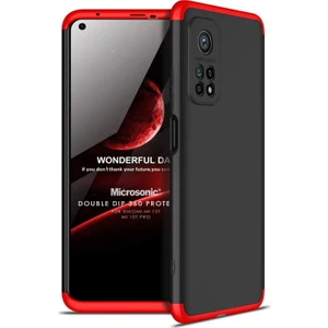 Xiaomi Mi 10T Kılıf Double Dip 360 Protective Siyah Kırmızı