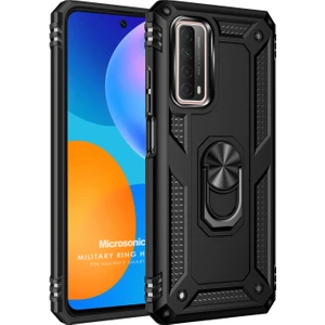 Huawei P Smart 2021 Kılıf Military Ring Holder Siyah