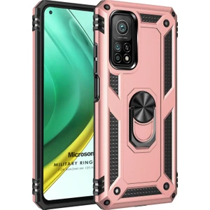 Xiaomi Mi 10T Kılıf Military Ring Holder Rose Gold