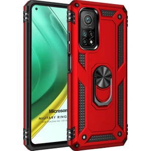 Xiaomi Mi 10T Pro Kılıf Military Ring Holder Kırmızı