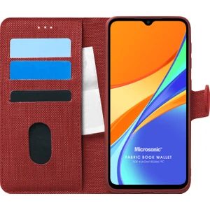 Xiaomi Redmi 9c Kılıf Fabric Book Wallet Kırmızı