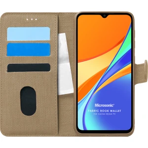 Xiaomi Redmi 9c Kılıf Fabric Book Wallet Gold