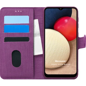 Samsung Galaxy A02S Kılıf Fabric Book Wallet Mor