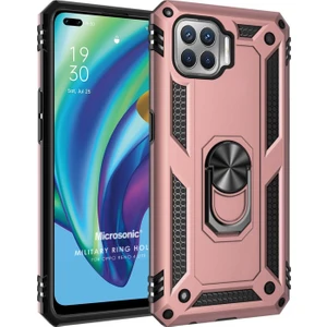 Oppo Reno 4 Lite Kılıf Military Ring Holder Rose Gold