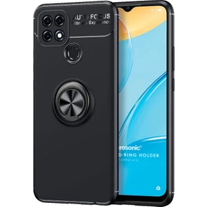 Oppo A15S Kılıf Kickstand Ring Holder Siyah