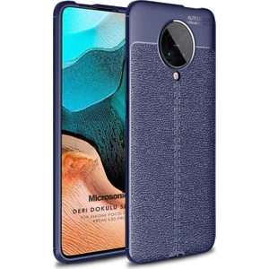 Xiaomi Poco F2 Pro Kılıf Deri Dokulu Silikon Lacivert