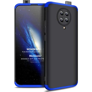 Xiaomi Poco F2 Pro Kılıf Double Dip 360 Protective Siyah Mavi