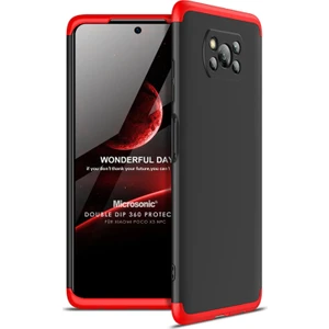 Xiaomi Poco X3 Nfc Kılıf Double Dip 360 Protective Siyah Kırmızı