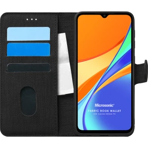 Xiaomi Redmi 9c Kılıf Fabric Book Wallet Siyah