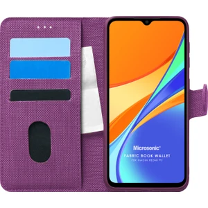 Xiaomi Redmi 9c Kılıf Fabric Book Wallet Mor