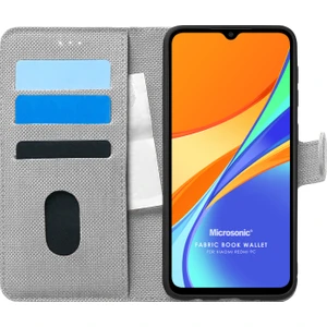 Xiaomi Redmi 9c Kılıf Fabric Book Wallet Gri