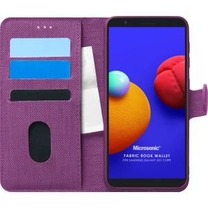 Samsung Galaxy A01 Core Kılıf Fabric Book Wallet Mor