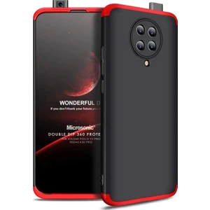 Xiaomi Poco F2 Pro Kılıf Double Dip 360 Protective Siyah Kırmızı