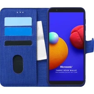 Samsung Galaxy A01 Core Kılıf Fabric Book Wallet Lacivert