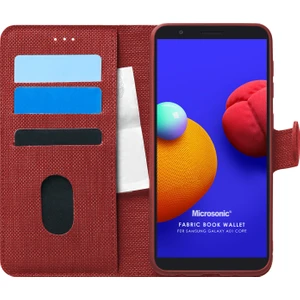 Samsung Galaxy A01 Core Kılıf Fabric Book Wallet Kırmızı