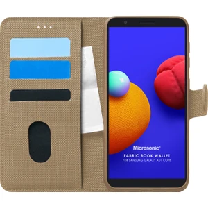 Samsung Galaxy A01 Core Kılıf Fabric Book Wallet Gold