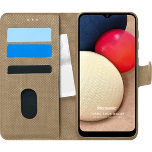 Samsung Galaxy A02S Kılıf Fabric Book Wallet Gold