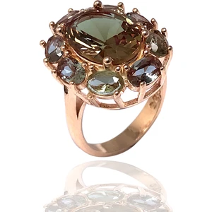 Midyat Nurtaş Gümüş Elips Model Rose Zultanit Taşlı Gümüş Yüzük