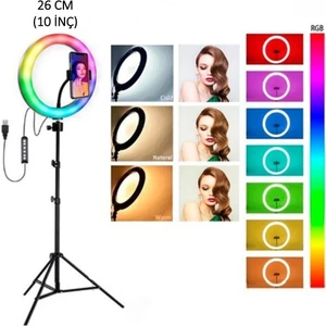 MJ26 10INÇ Rgb LED Selfie Işığı Tripot Makyaj Rıng Lıght