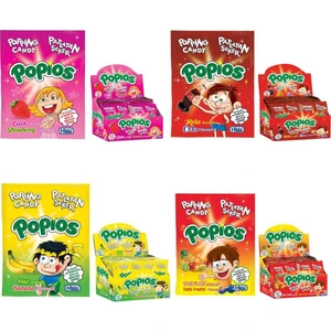 Patlayan Şeker Popios 4'lü Set Çilek - Kola - Muz - Tutti Frutti
