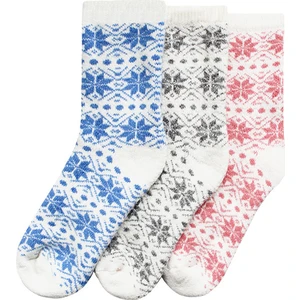Unlimited Legwear Kar Tanesi Desenli 3'lü Set Beyaz Kışlık Çorap