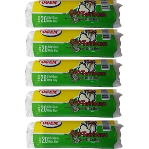 Orta Boy Çöp Poşet 20'li Rulo 5 Paket 55X60 cm