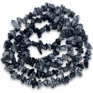 Hedef Bijuteri Karlı - Dumanlı Obsidyen Taşı Kırık Doğaltaş Dizisi 80 cm Kırıktaş Doğal Taş