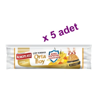 Vanilya Kokulu Büzgülü Orta Boy 55 x 60 Çöp Torbası 15'li x 5 'li