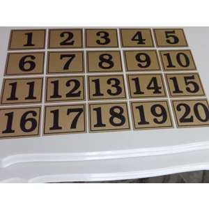 6x8 cm Yapışkanlı No 1'den 20'e Raf, Posta Kutusu, Dolap, Ayakkabılık, Kapı Numarası