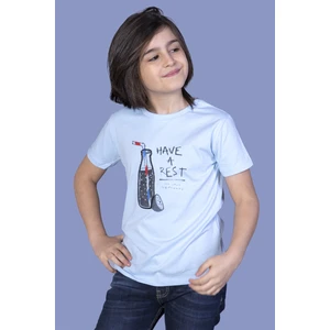 Kız Çocuk Cola Baskılı T-Shirt Mavi 7 Yaş
