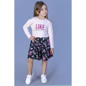 Kız Çocuk Lıke Baskılı Eteği Desenli Elbise