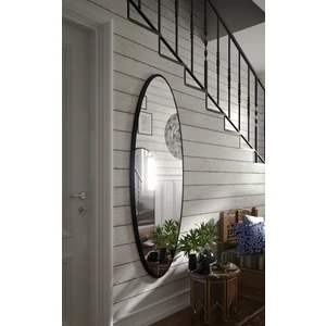 Siyah Elips 120X40 Dekoratif Boy Aynası