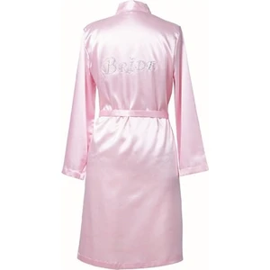 Magic Form 30427 Düz Saten Kumaşlı Arkası Bride Yazılı Kısa Sabahlık - Pembe