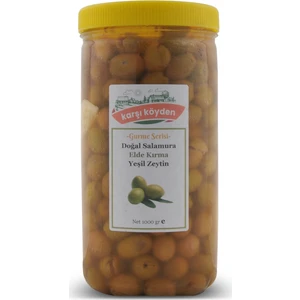 Karşı Köyden    grurme Serisi Doğal Salamura Kırma Yeşil Zeytin (1000   gr - Pet Kavanoz)