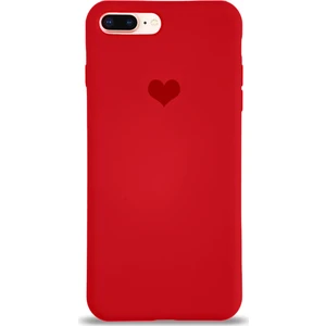 Case World Apple iPhone 6s Plus Kılıf Kalp Logolu Altı Kapalı Içi Kadife Lansman Kılıf Arka Kapak - Kırmızı