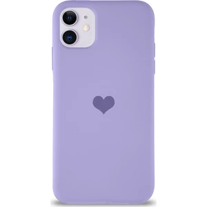 Case World Apple iPhone 11 Kılıf Kalp Logolu Altı Kapalı Içi Kadife Lansman Kılıf Arka Kapak - Lila