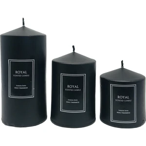 Süper Set Siyah Silindir Mum Pudra Kokulu 6 Çap Boylar 6 x 9 x 12 cm