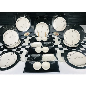 12 Kişilik 41 Parça Mermer Desen Kahvaltı Takımı